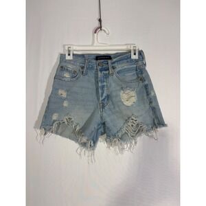 Aeropostale 90s High Rise Cut-Off Denim Shorts Light Wash Distressed Size 0